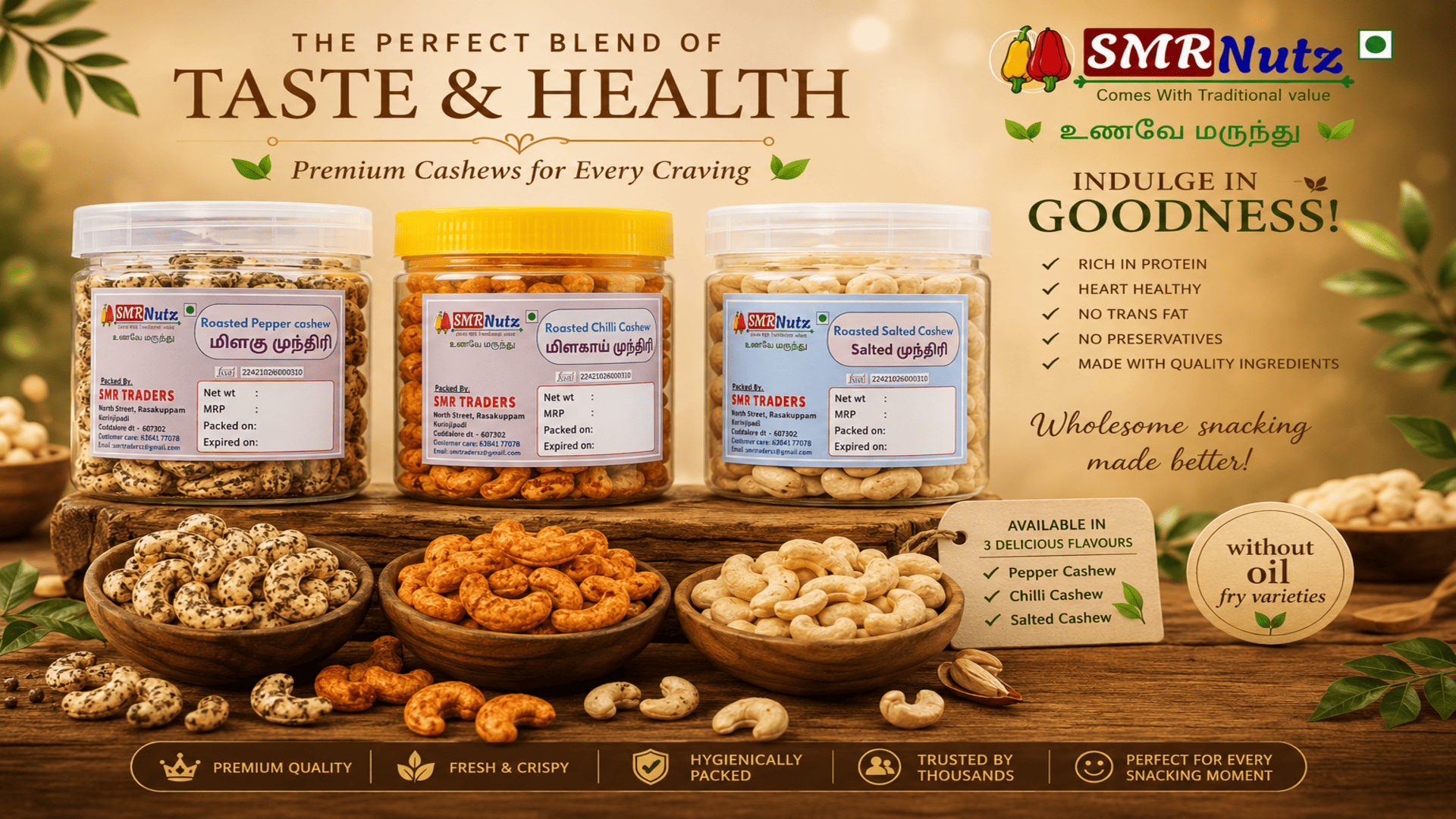 SMRNUTZ flavoured nuts collection with roasted spicy and premium healthy snacks